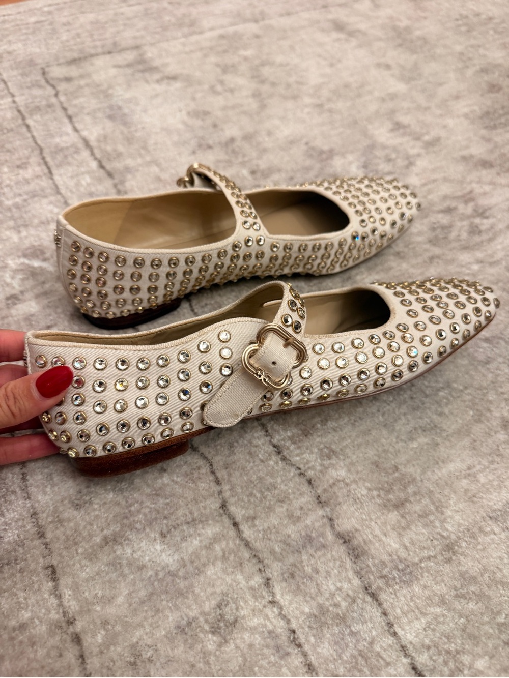 Sam Edelman Ivory Rhinestone Mary Jane Flats - Picture 7 of 10